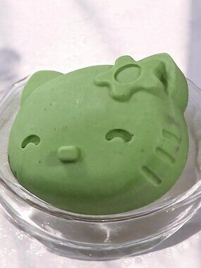 Cherry blossom green soap handmade with goat milk & coconut oil 3x2 inches 4oz